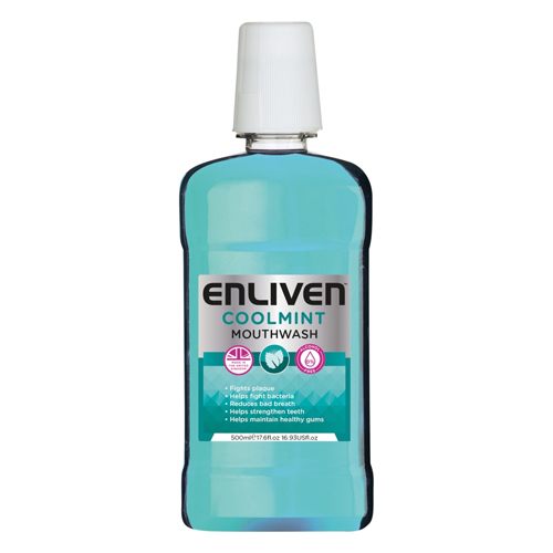 ENLIVEN MOUTHWASH COOLMINT BLUE ALCOHOL FREE 500ML