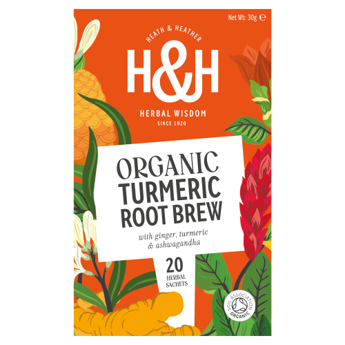 HEATH & HEATHER ORGANIC TURMERIC ROOT BREW 20S HERBAL SACHETS 30G