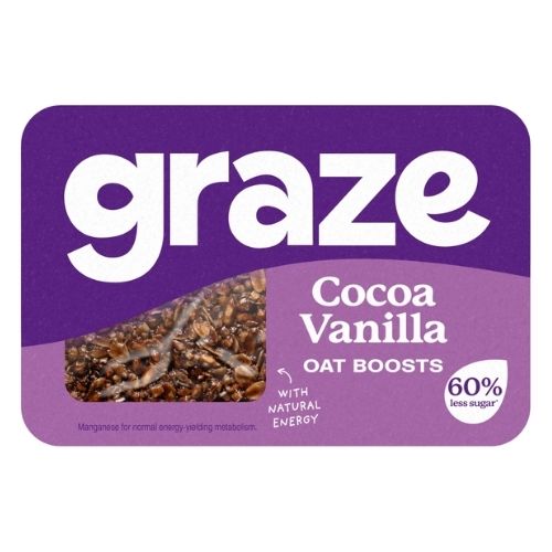 GRAZE COCOA VANILLA FLAPJACK SNACKS 50G