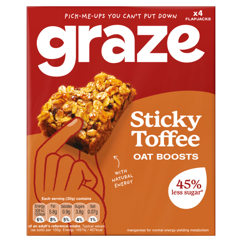 GRAZE STICKY TOFFEE OAT BOOSTS 4PK 120G