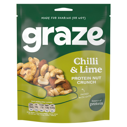 GRAZE CRUNCH SNACKS CHILLI & LIME 100G