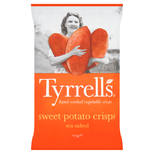 TYRRELLS SEA SALTED SWEET POTATO SHARING CRISPS 125G