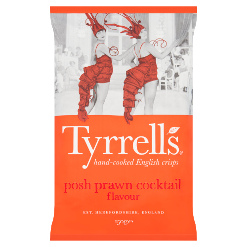 TYRRELLS POSH PRAWN COCKTAIL SHARING CRISPS 150G