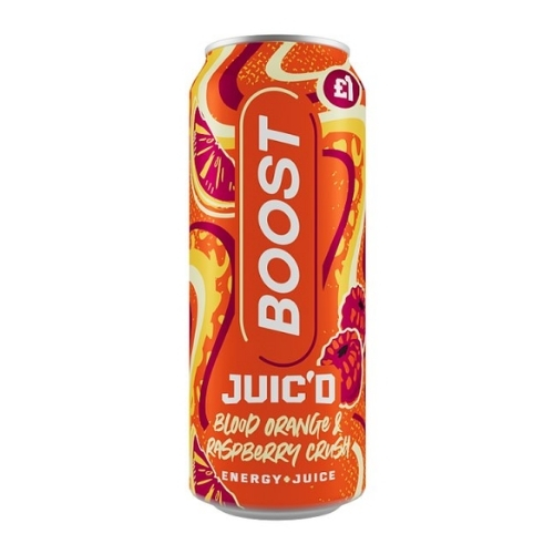 BOOST ENERGY JUIC'D ORANGE & RASPBERRY PMP £1.00 500ML