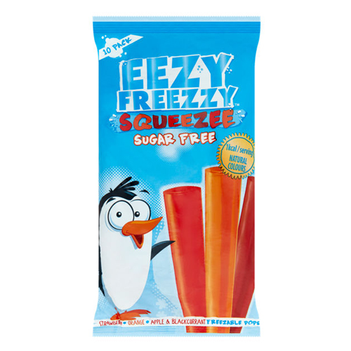 EEZY FREEZZY STRAWBERRY, ORANGE, APPLE & BLACKCURRANT SQUEEZEE POPS 500ML