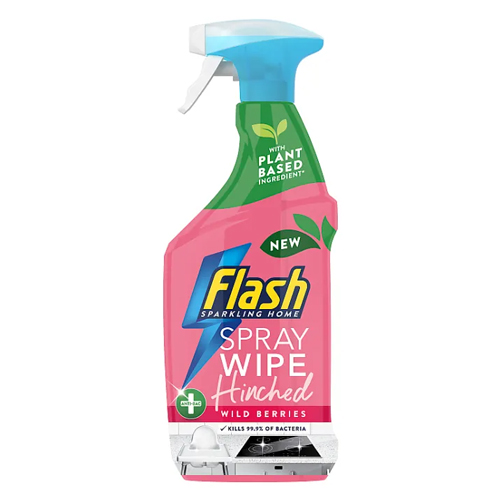FLASH HINCHED WILD BERRY ANTI BACTERIAL SPRAY WIPE PMP £3.49 800ML