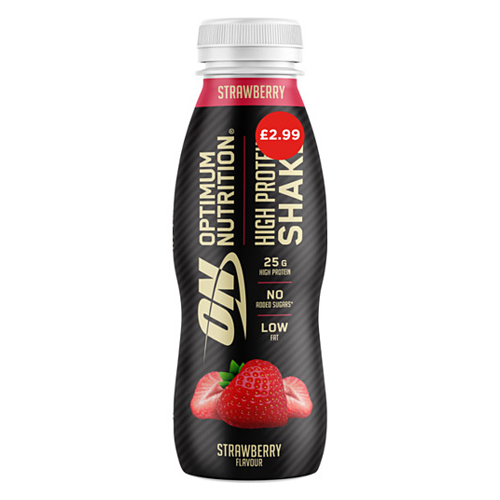 OPTIMUM NUTRITION HIGH PROTEIN SHAKE STRAWBERRY PMP £2.99 330ML