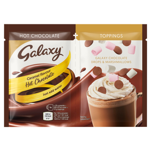 GALAXY CARAMEL INSTANT & TOPPINGS MALOWS & CHOCOLATE DROPS 37G