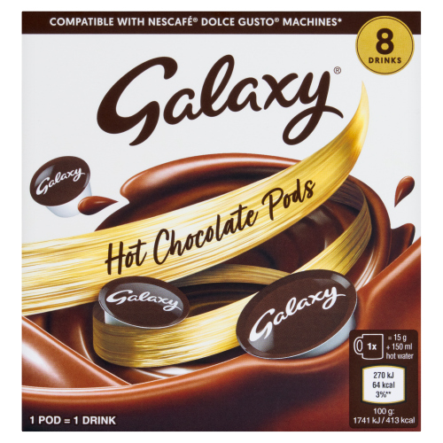 GALAXY HOT CHOCOLATE PODS 8 120G