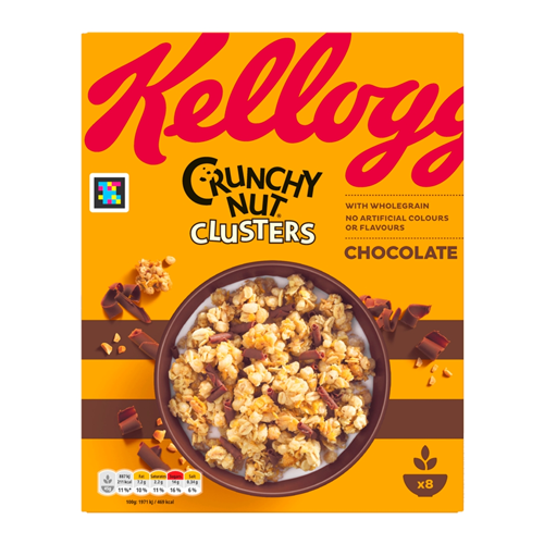 KELLOGG'S CRUNCHY NUT CHOCOLATE CLUSTERS BREAKFAST CEREAL 12X 400G