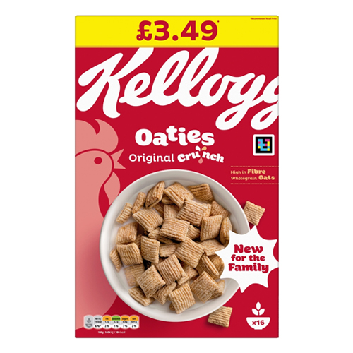 KELLOGG'S OATIES ORIGINAL CRUNCH BREAKFAST CEREAL PMP £3.49 500G