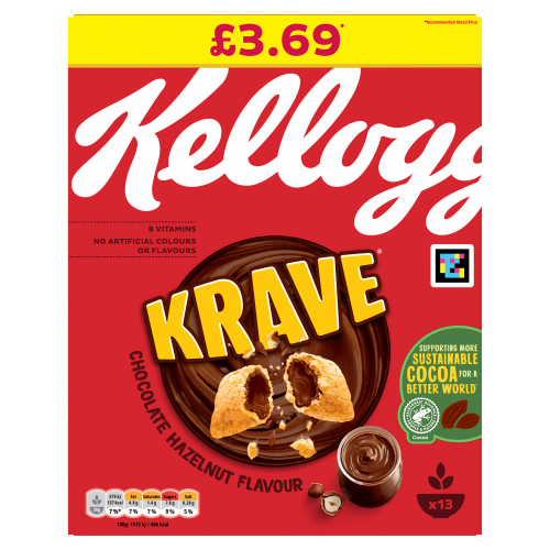 KELLOGG'S KRAVE CHOCOLATE HAZELNUT PMP £3.69 410G