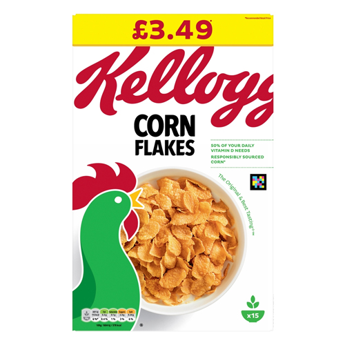 KELLOGG'S CORN FLAKES BREAKFAST CEREAL PMP £3.49 450G