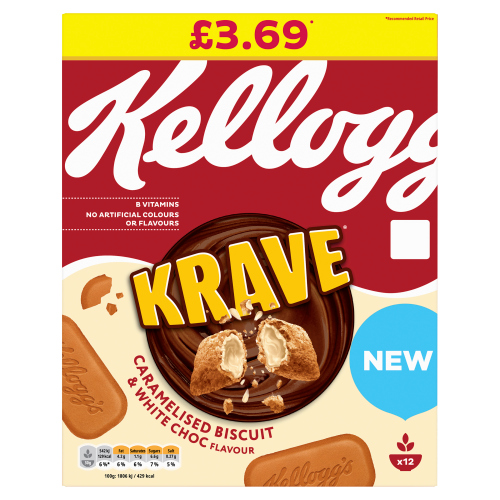 KELLOGG'S KRAVE CARAMELISED BISCUIT BREAKFAST CEREAL PMP £3.69 375G