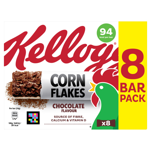 KELLOGG'S CORN FLAKES CHOCOLATE CEREAL & MILK SNACK BARS 8PK 24G