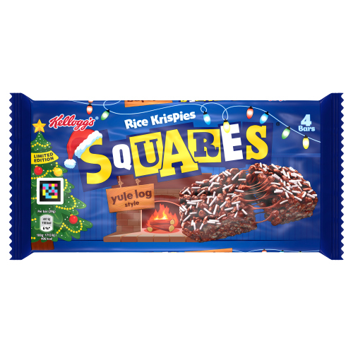KELLOGG'S RICE KRISPIES SQUARES YULE LOG STYLE BARS 4PK 29G