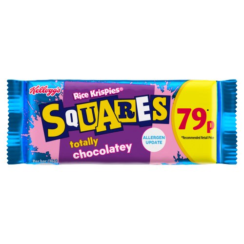 KELLOGG'S RICE KRISPIES SQUARES TOTALLY CHOCOLATEY SNACK BARS PMP 79P 36G