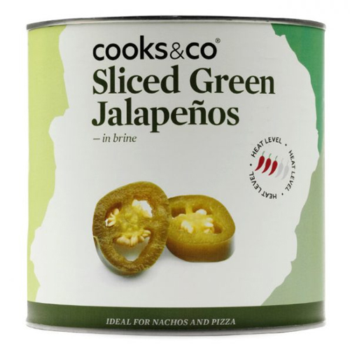 COOKS & CO SLICED GREEN JALAPENO PEPPERS 1.7KG