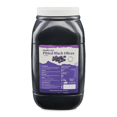 COOKS & CO PITTED BLACK OLIVES 2KG