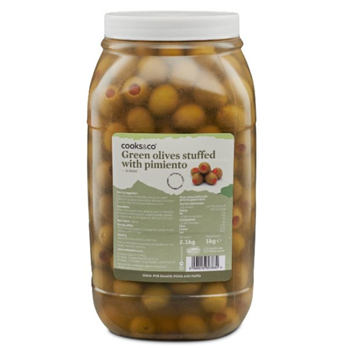 COOKS & CO GREEN OLIVES WITH PIMIENTO 2KG
