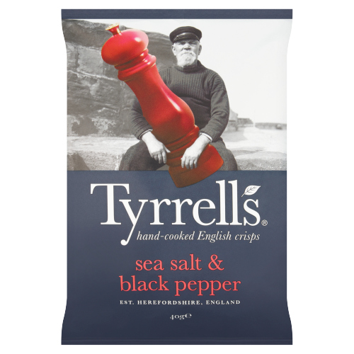 TYRRELLS SEA SALT & BLACK PEPPER CRISPS 24X 40G