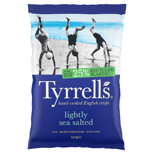 TYRRELLS LIGHTLY SEA SALTED SHARING CRISPS 150G