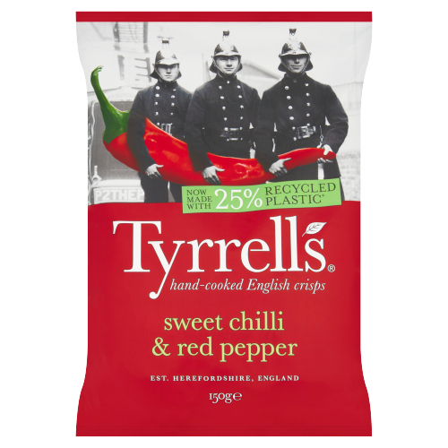TYRRELLS SWEET CHILLI & RED PEPPER SHARING CRISPS 150G