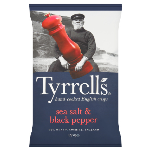 TYRRELLS SEA SALT & BLACK PEPPER SHARING CRISPS 150G