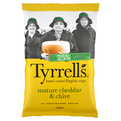 TYRRELLS MATURE CHEDDAR & CHIVE SHARING CRISPS 150G