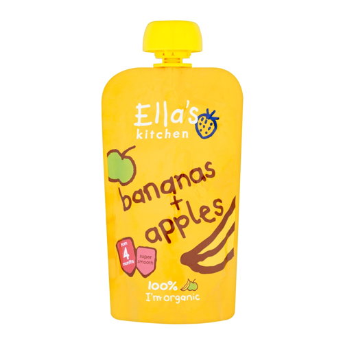 ELLA'S KITCHEN ORGANIC BANANAS AND APPLES BABY POUCH 4+ MONTHS 120G