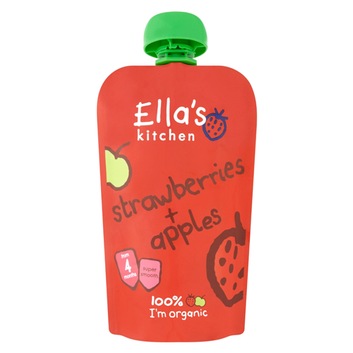 ELLA'S KITCHEN ORGANIC STRAWBERRIES AND APPLES BABY POUCH 4+ MONTHS 120G
