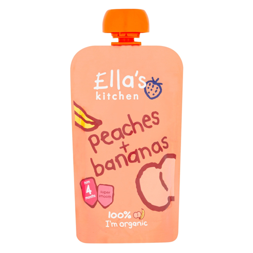 ELLA'S KITCHEN ORGANIC PEACHES AND BANANAS BABY POUCH 4+ MONTHS 120G