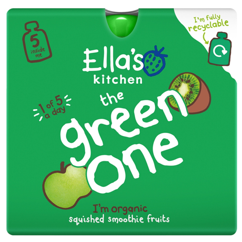 ELLA'S KITCHEN ORGANIC THE GREEN ONE SQUISHED SMOOTHIE FRUITS 5PK 90G