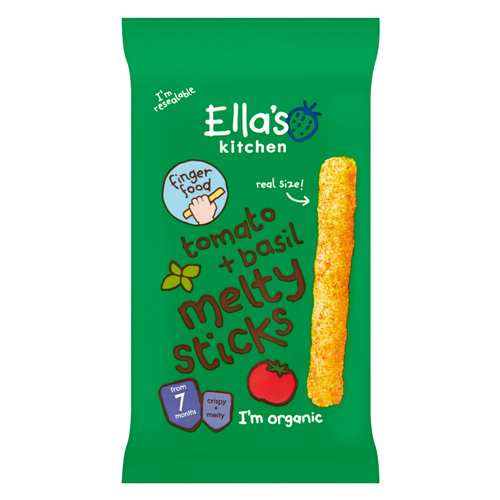 ELLA'S KITCHEN ORGANIC TOMATO AND BASIL MELTY STICKS BABY SNACK 7+ MONTHS 16G
