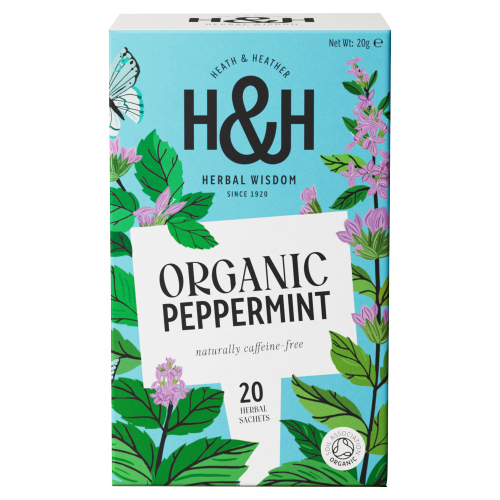 HEATH & HEATHER ORGANIC PEPPERMINT ENVELOPE BAGS 20S