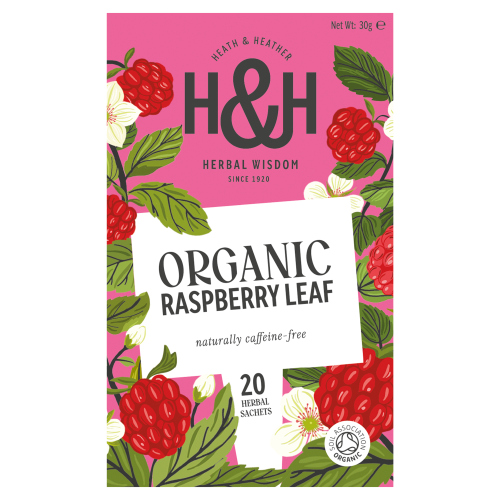 HEATH & HEATHER ORGANIC RASPBERRY LEAF 20S ENVELOPE TEABAGS 30G