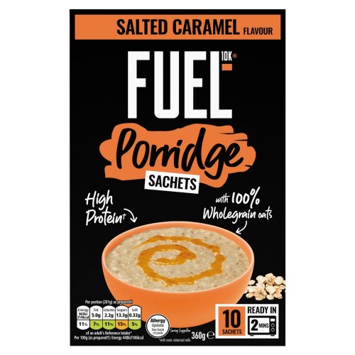 FUEL10K SALTED CARAMEL PROTEIN PORRIDGE OAT CEREAL SACHETS 360G