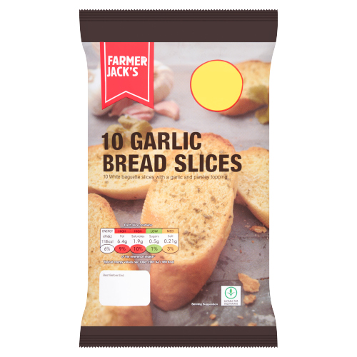 FARMER JACK'S 10 GARLIC SLICES PMP £1.49 260G