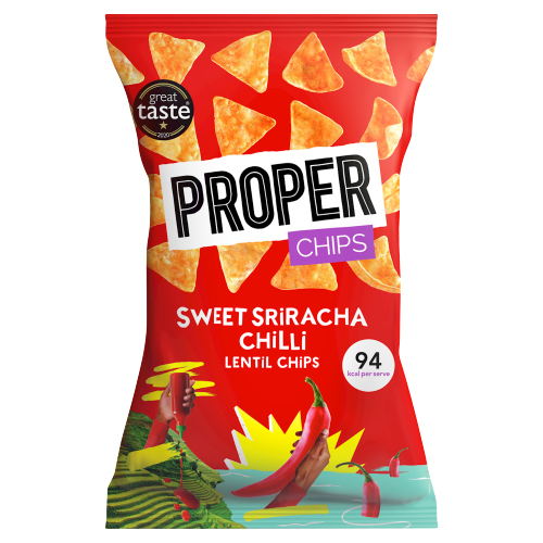 PROPER CHIPS SWEET SRIRACHA CHILLI LENTIL CHIPS 85G