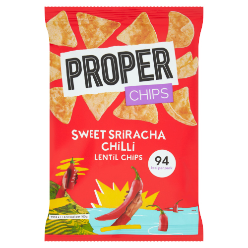 PROPERCHIPS SWEET SRIRACHA CHILLI LENTIL CHIPS 20G