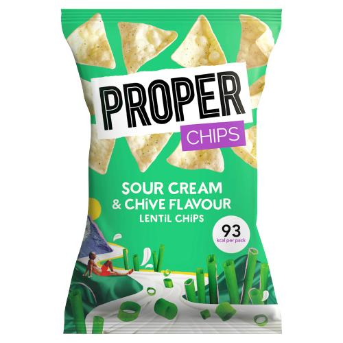 PROPERCHIPS SOUR CREAM & CHIVE FLAVOUR LENTIL CHIPS 20G