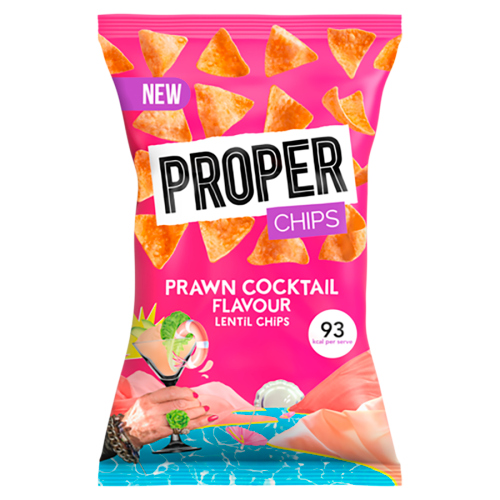 PROPER CHIPS PRAWN COCKTAIL FLAVOUR LENTIL CHIPS 85G