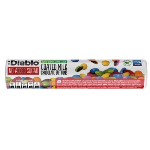 DIABLO NAS COATED MILK CHOCOLATE BUTTON STEVIA 22G