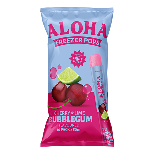 ALOHA FRUIT MOCKTAIL BUBBLEGUM FREEZE POPS 10PK 50ML