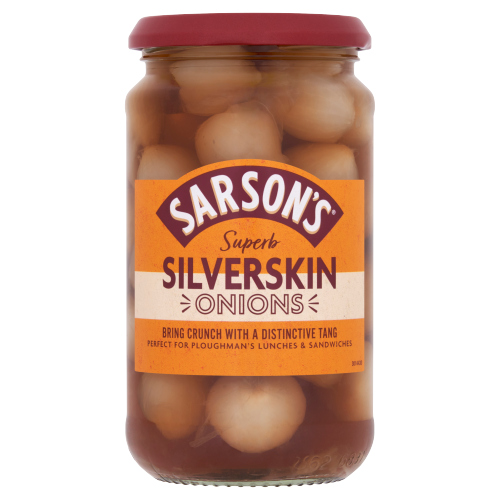 SARSONS MEDIUM & TANGY SILVERSKIN ONIONS 460G
