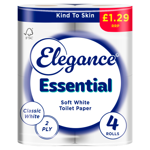ELEGANCE ESSENTIAL TOILET TISSUE PMP £1.29 4ROLL