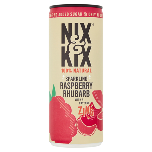 NIX & KIX SPARKLING RASPBERRY RHUBARB 12X 250ML