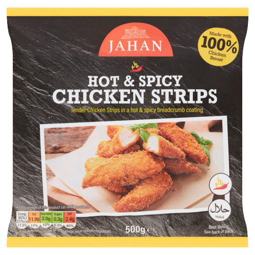 JAHAN HOT N SPICY CHICKEN STRIPS 500G