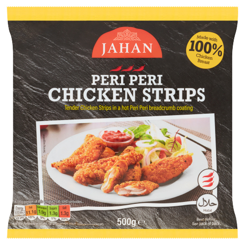 JAHAN PERI PERI CHICKEN STRIPS 500G