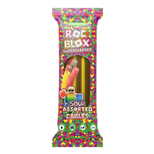 ROCBLOX SUPERCHARGED SOUR ASSORTED CABLES 12PK 170G